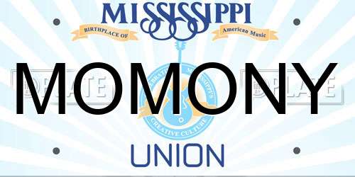 MOMONY Mississippi License Plate