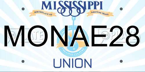 MONAE28 Mississippi License Plate