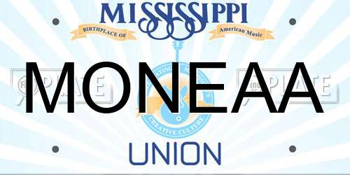 MONEAA Mississippi License Plate
