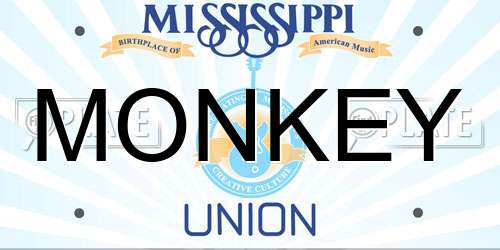 MONKEY Mississippi License Plate