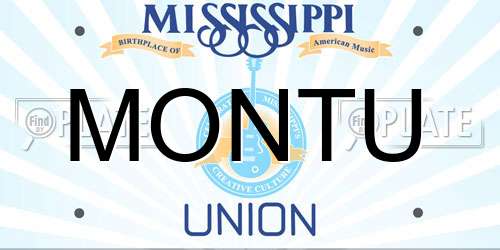 MONTU Mississippi License Plate