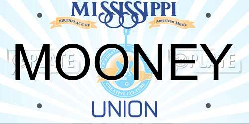 MOONEY Mississippi License Plate