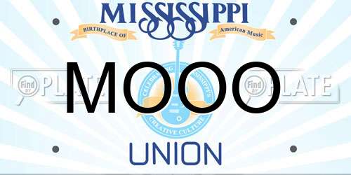 MOOO Mississippi License Plate
