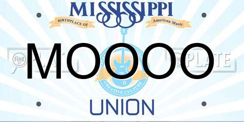 MOOOO Mississippi License Plate