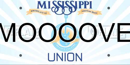 MOOOOVE Mississippi License Plate