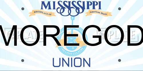 MOREGOD Mississippi License Plate