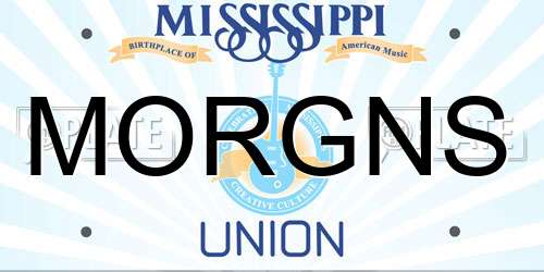 MORGNS Mississippi License Plate