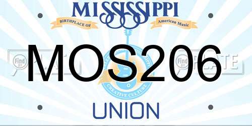 MOS206 Mississippi License Plate