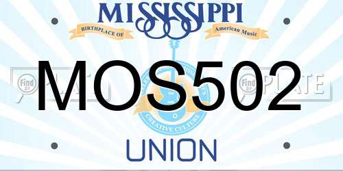 MOS502 Mississippi License Plate