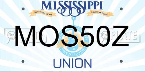 MOS50Z Mississippi License Plate