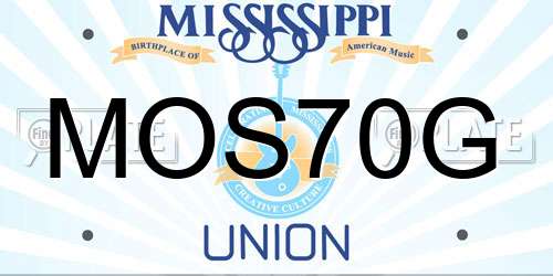 MOS70G Mississippi License Plate
