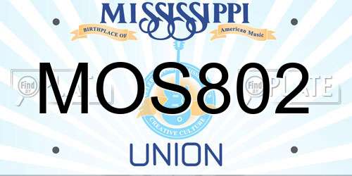 MOS802 Mississippi License Plate