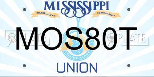 MOS80T Mississippi License Plate