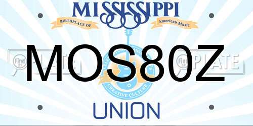 MOS80Z Mississippi License Plate