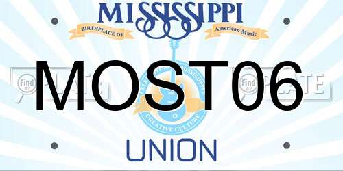 MOST06 Mississippi License Plate