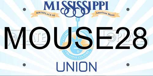 MOUSE28 Mississippi License Plate