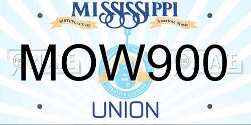 MOW900 Mississippi License Plate