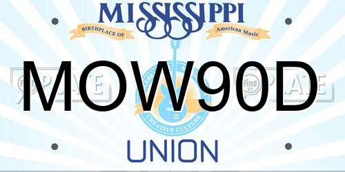 MOW90D Mississippi License Plate
