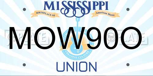 MOW90O Mississippi License Plate