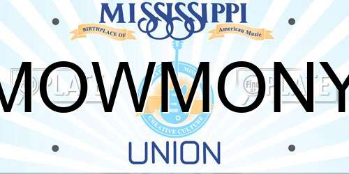 MOWMONY Mississippi License Plate