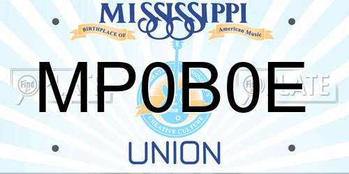 MP0B0E Mississippi License Plate