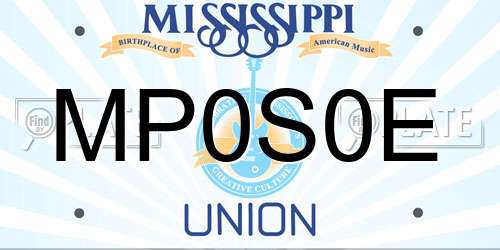 MP0S0E Mississippi License Plate