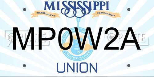 MP0W2A Mississippi License Plate