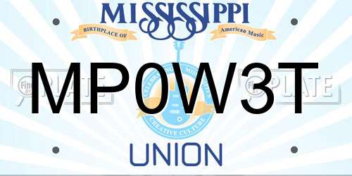 MP0W3T Mississippi License Plate