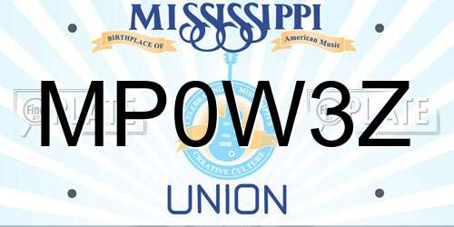 MP0W3Z Mississippi License Plate