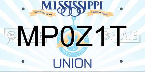 MP0Z1T Mississippi License Plate