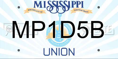 MP1D5B Mississippi License Plate