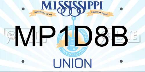 MP1D8B Mississippi License Plate
