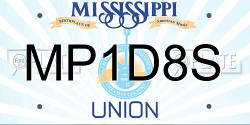 MP1D8S Mississippi License Plate