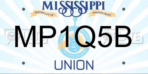 MP1Q5B Mississippi License Plate