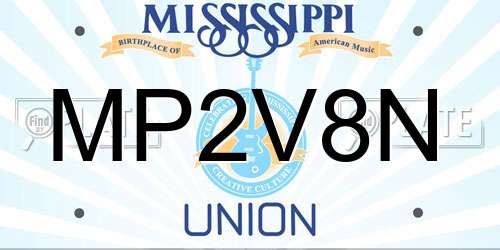 MP2V8N Mississippi License Plate