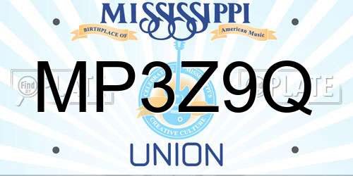 MP3Z9Q Mississippi License Plate