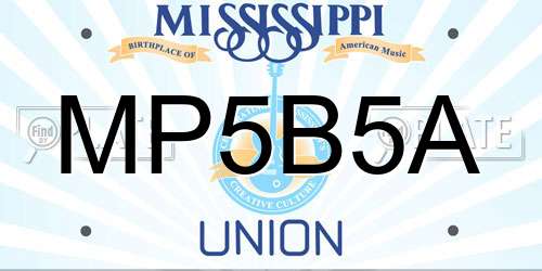 MP5B5A Mississippi License Plate