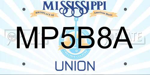 MP5B8A Mississippi License Plate