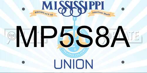 MP5S8A Mississippi License Plate