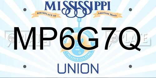 MP6G7Q Mississippi License Plate