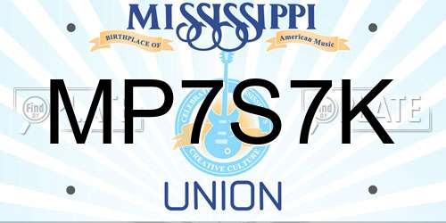 MP7S7K Mississippi License Plate