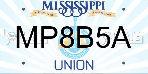MP8B5A Mississippi License Plate