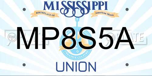MP8S5A Mississippi License Plate