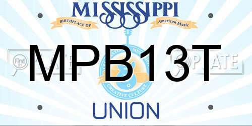 MPB13T Mississippi License Plate