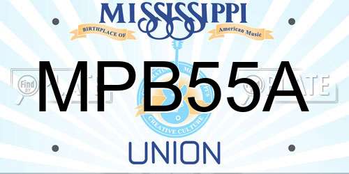 MPB55A Mississippi License Plate