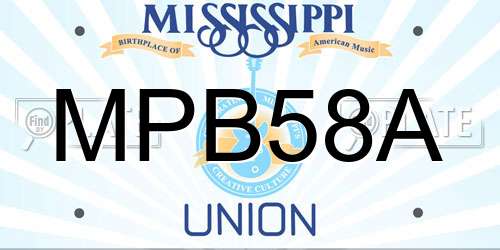 MPB58A Mississippi License Plate