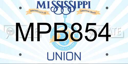 MPB854 Mississippi License Plate