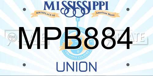 MPB884 Mississippi License Plate