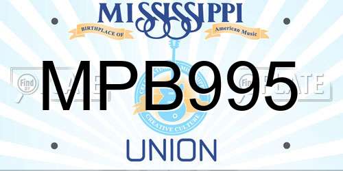 MPB995 Mississippi License Plate