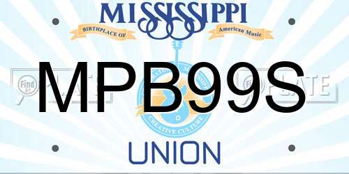 MPB99S Mississippi License Plate